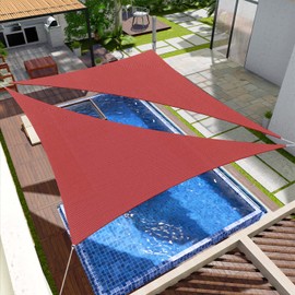 Goleray 21'x24'x32' Sun Shade Sail Right Triangle Canopy Patio Cover Fabric Cloth UV Block Sunshade Awning for Outdoor Backyard Garden Deck Carport, Red