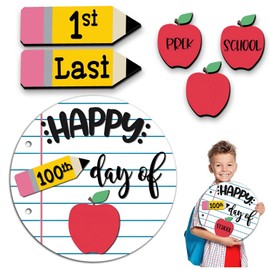 3D First and Last Day of School Board Sign, Wooden 1st Day of Prek Kindergarten Chalkboard for Kids, Boys, Girls (School Sign TM03)