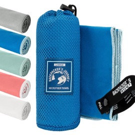 Backpacker's Journey Microfibre Towels in S, M, L, XL, Travel Towel Sets, Lightweight, Quick-Drying, Absorbent and Anti-Bacterial (Blue XL)