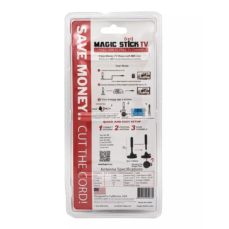 Magic Stick TV HDTV Antenna Signal Booster MS-45 MAX 2022