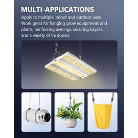 VIPARSPECTRA Retractable Heavy Duty Ratchet Tie Down Straps [8 Pack, 8ft, 75lbs/Pack], Rope Pulley System with Carabiner Hook Rope Adjuster for Hanging Plants/Grow Light/Tents Various Tie-Down Uses