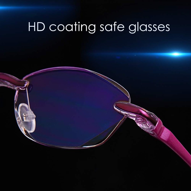 LUFF Reading Glasses Hd Anti-Blue Diamond Cut Edge Frameless Reading
