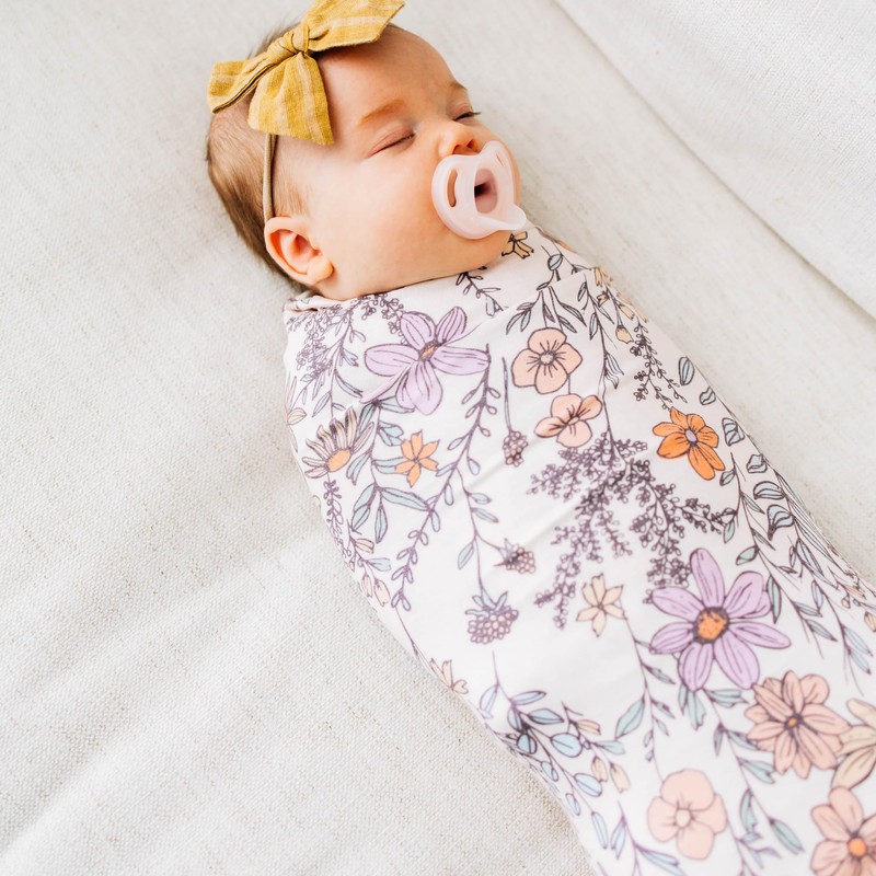 Large Premium Knit Baby Swaddle Receiving Blanket Flora by Copper