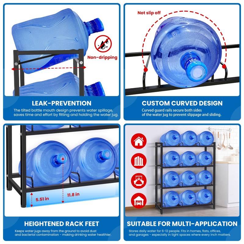 jolybebe 5 Gallon Water Jug Holder for 12 Bottles Without