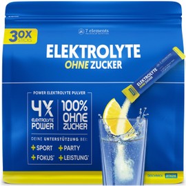 7 elements Elektrolyte OHNE ZUCKER • 30 Stück • 1390mg Elektrolyte für Sport und gegen Kater • Elektrolyt Pulver kalorienarm und zuckerfrei • Premium Power Electrolytes mit Zitronen-Geschmack – 300g