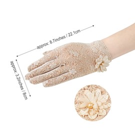 BABEYOND Floral Lace Gloves Vintage Opera Gloves for Women Classic Wedding Gloves Stretchy Gloves 1920s(B Beige)