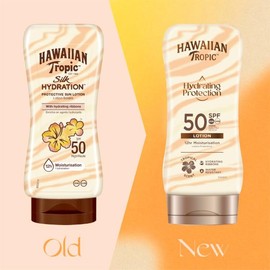 Hawaiian Tropic| Hydrating Protection Sonnenschutz mit LSF 50, UVA- und UVB-Schutz, 180 ml, 12 Stunden Feuchtigkeitsversorgung mit Kakao- und Sheabutter, wasserfest, vegan