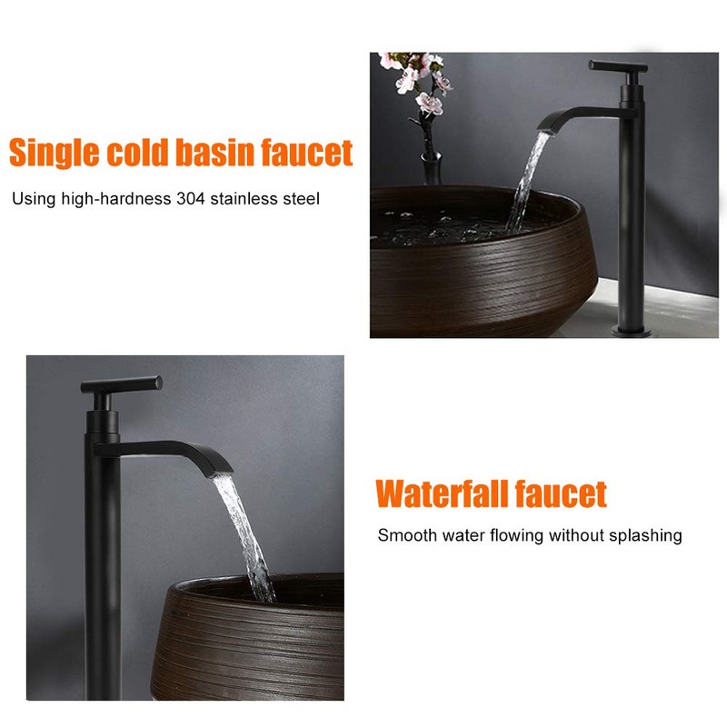 G1/2 304 Stainless Steel Single Cold Water Tap Bathroom Worktop