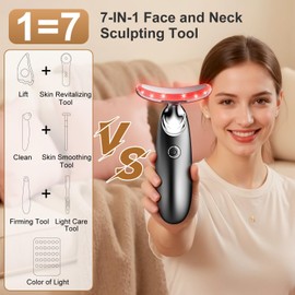 Red Light for Face and Neck, 7-in-1 Face Massager Tool, 3-Color Portable Facial Massager for Skin Care (5.9in)