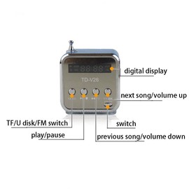 Digital FM Radio, Baceyong Mini Portable Wireless Speaker MP3 Music Player for Fishing Travel Camping Cycling with USB Port/TF Slot/3.5mm Interface (Black)