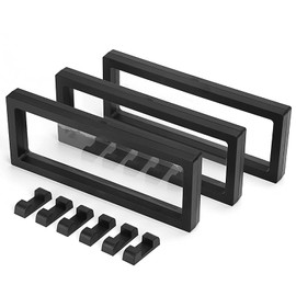 Skelang 3 Pieces Floating 3D Display Display Stand Hanging Frame for AA Medallion Antique Challenge Coin Chip Jewelry Lapel Pin 23x9x1.9cm (Black)