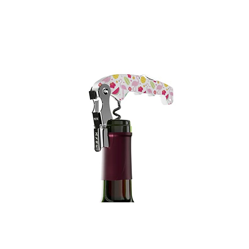 Pack of 10 2-Stroke Corkscrew Bottle Opener Retro Flamingos