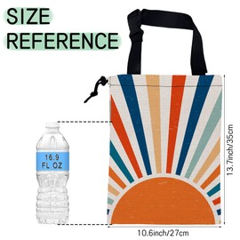 NHNXHWIA Retro Sunburst Car Garbage Bag,Colourful Sunrise Waterproof Small Car Trash Bag Hanging Back of Seat,Drawstring Hanging Car Trash Bag with Adjustable Buckle for Car Accessories