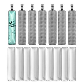 DROLE 60Pcs Pendant Trays and Cabochons-30Pcs Rectangle Bezel Pendant Trays and 30Pcs Glass Dome Cabochon Tiles for Jewelry Making White K