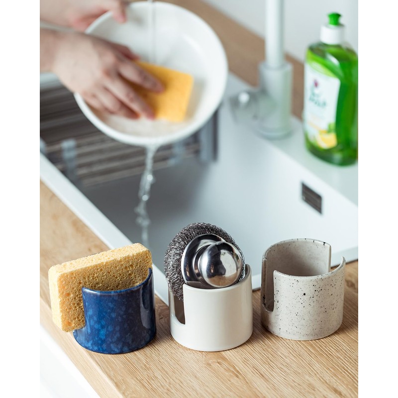 Zoeeker Sponge Holder for Kitchen Sink, Ceramic Dish Sponge Drying