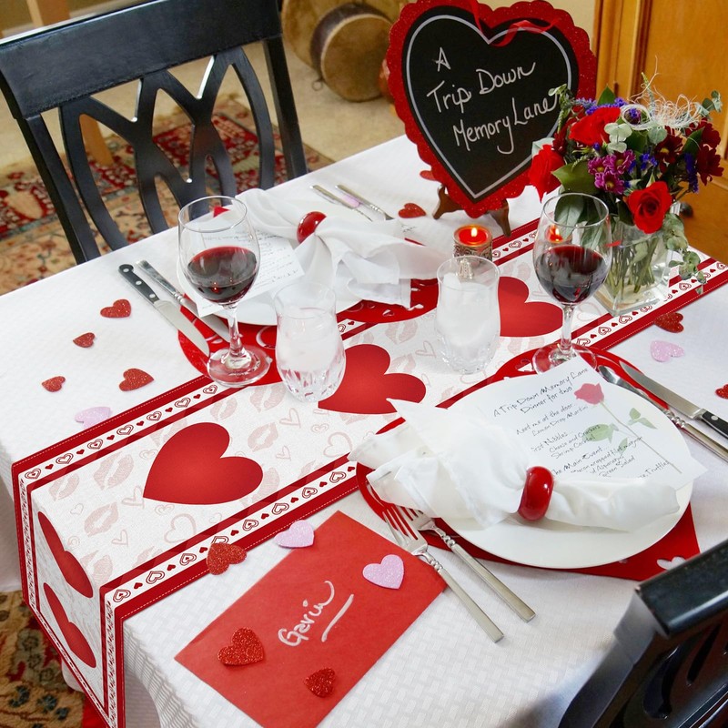 Valentine's Day Heart Table Runner 72 x 13 Inch Decorations,