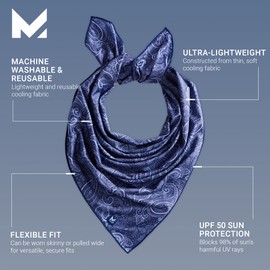 MISSION Cooling Bandana, Navy Paisley - Lightweight & Breathable - Cools Up to 2 Hours - UPF 50 Sun Protection - Machine Washable