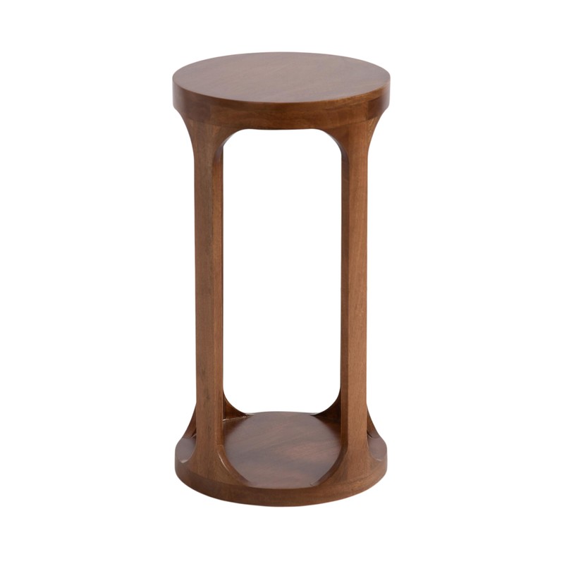 Kate and Laurel Dahl Modern Slatted Wooden Round Drink Table,