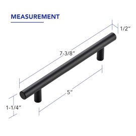 25 Pack 7.38 Inch Length Kitchen Cabinet Handles with 5 Inch Hole Center Matte Black Cabinet Pulls Stainless Steel Drawer Pulls,Cabinet Knobs for Dresser Drawer