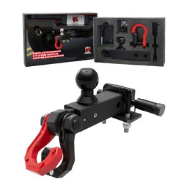 AMBULL Rotatable D Ring Separate Shackle Trailer Hitch Receiver & 2-Inch Ball Mount, 3/4" Shackle with 2" Towing Ball Mounts, 23T/50706Lbs Break Strength Heavy Duty Towing Recovery Hitch, BlackRed