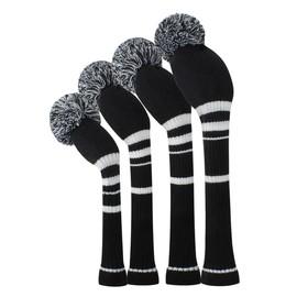 Scott Edward Knitted Golf Headgear Set of 4 Handmade, Suitable for Drivers and Fairway Woods, with a Long Neck Pom Pom Golf Club Headgear Set