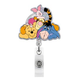 Pooh Bear Badge Reel, Cute Badge Reels Retractable for Nurse Doctor Teacher Student Office Worker ID Card Decor, Friendship Gifts for Friends
