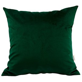 TangDepot Durable Faux Silk Solid Pillow Shams, Square Decorative Pillow Covers, Throw Pillow Covers, Indoor/Outdoor Cushion Covers Pillows Shells - (18"x18", Deep Green)