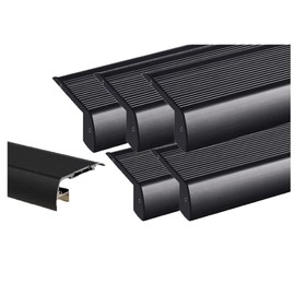 DGLILUAN 39.3 in Non-Slip Stair Nosing with Led Channel, Aluminum Step Lights Channel Track Long Stair Trim Treads Edge Protector for Staircases, Porch and Patio (6, Black, 39.3" L)