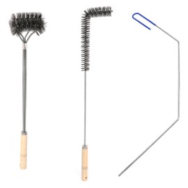 3 Pcs Fryer Cleaning Tools, L Shaped Stainless Steel Bristles Fryer Deep Cleaning Brush, Fryer Deep Cleanout Rod, Long Handle Fryer Basket Brush for Restaurant Air Fryer
