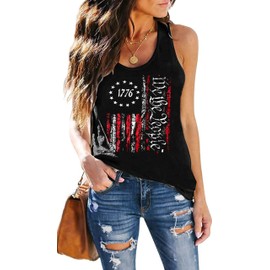 DESFSE American Flag Tank Top Women 4th of July Tanks Tops for Womens USA Flag Patriotic Shirts Vest Stars Striped Racerback Sleeveless Tees