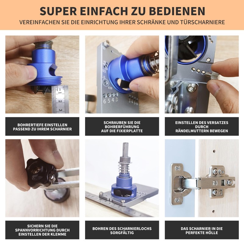 35 mm Hinge Drilling Template, 4-in-1 Drilling Template, Concealed Hinge