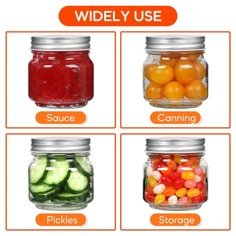 Mcupper 6 Pack Small Mason Jars 8 oz, Half Pint