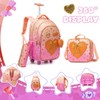 Kids Bowtie Heart Rolling Backpack for Girls Trolley Suitcases Luggage
