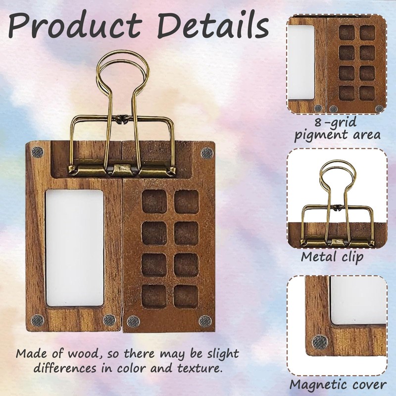 5 PCS Mini Watercolour Paint Set Travel, 8 Grids Pocket
