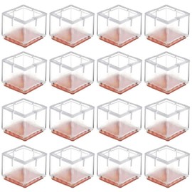 ColorfylCoco Chair Leg Cap, Clear, Square, Square Shape, Square Legs, Dedicated to Square Legs, Set of 16, Outer Diameter 1.7 - 1.9 inches (42 - 48 mm), Chair Leg Covers, Leg Cover, Noise, Floor,