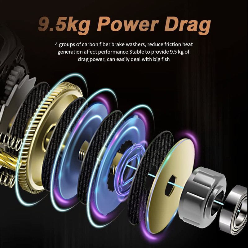DOVIELLO HIAW200 Baitcaster Reels Low Profile Baitcaster Fishing Reel 11+1BB