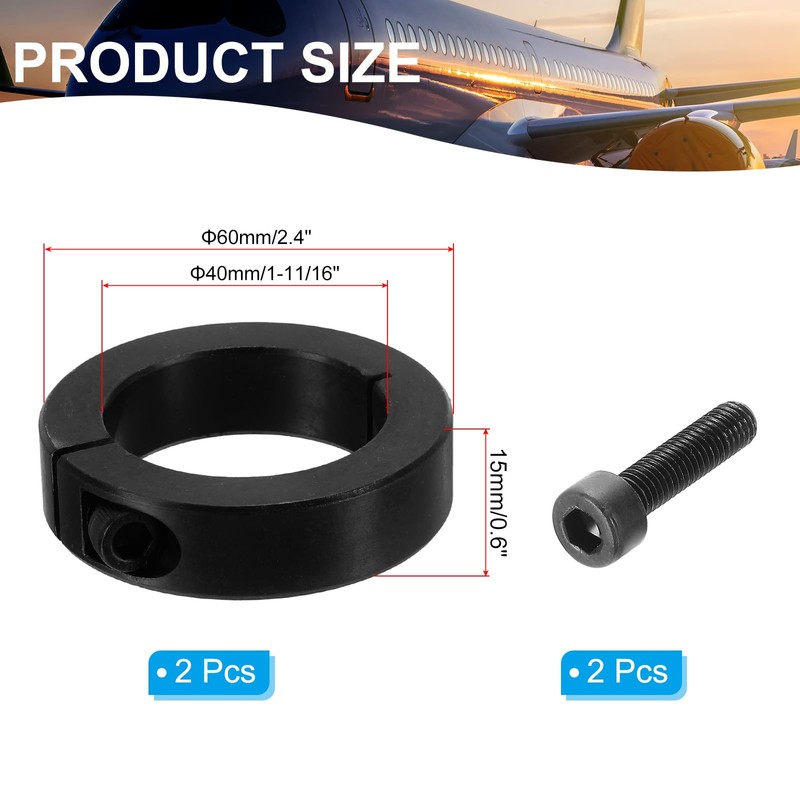 PATIKIL 40mm Single Split Shaft Collar 60mm OD 15mm Thickness