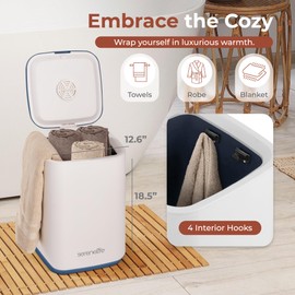 SereneLife Towel Warmer Bucket - Compact 23L Bathroom Towel Heater w/Essential Oils Disc Holder, Adjustable Timer, Auto Shut-Off, Power Cord Storage & LED Display, Fits 2 Oversized Towels (Blue)