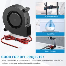 Wathai 50mm 5015 Blower Fan 24V Dual Ball Mini Turbo Cooling with 1000mm / 39 inch Cable for 3D Printer Ender 3 Hotend Extruder 50x15mm 2 Pin