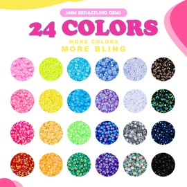 CCINPPY Bedazzling Kit, 30000Pcs 3mm Bedazzler Kit Flatback Resin Rhinestones, 24 Colors Bling Bedazzled Gems with Jewelry Glue and Tools for Book Nail Art, DIY Craft Gifts for Women Adults