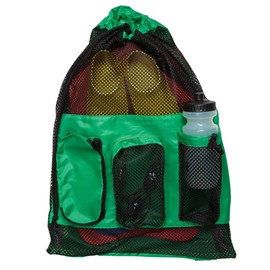 Sporti Swimming Equipment Bag Zipper Pocket, Mesh Drawstring Backpack,Gym Drawstring Bags, Big Mesh Backpack for Workout Gear - Equipment Mesh Backpack - Kelly Green