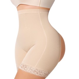 MERYOSZ Shapewear Shorts Tummy Control Underwear Butt Lifting Panties Shapewear High Waisted Faja Body Shaper Girdle (Beige,Small)
