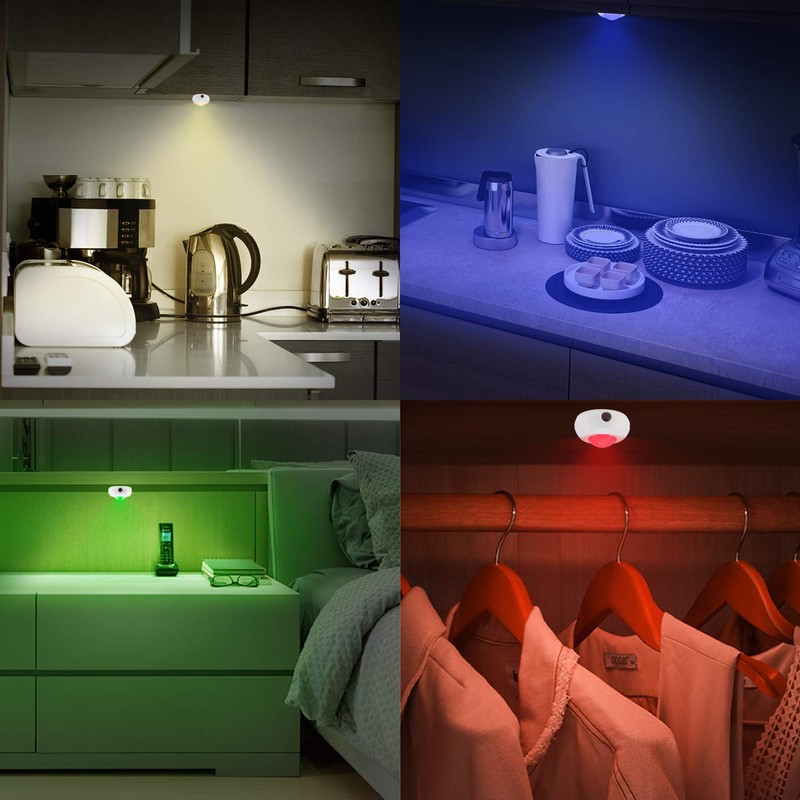 16 Color Changing Puck Light with Remote,LUXSWAY Push Lights Battery