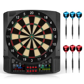 Electronic Dart Board, 2 Large Colorful LEDs Dartboard, 43 Games 320 Variants, Digital Soft Tip Dartboards Set with 6 Darts, 100 Tips