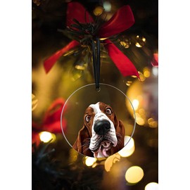 WIRESTER Adornos colgantes para árbol de Navidad, fiestas, coche, hogar, decoración de oficina, grande de 3 pulgadas, acrílico listo para colgar, bonito perro de perro Basset