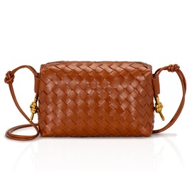 GASSDA Woven Crossbody Bags for Women,Woven Purses Small Shuoulder Bag for Women Woven Leather Handbags Purses for Women (Reddish Brown)
