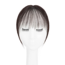TESS Bangs Hair Clip Human Hair,Clip on Bangs,Invisible Clip in Bangs Human Hair for Women,3D Air Bangs Hair Topper for Women Human,1B Dark Latte 8 inch