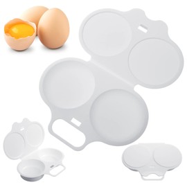 Guduling Egg Poacher Microwave,White Microwave Egg Poacher 2 Eggs,2 Cavity Nonstick Poached Eggs Maker With Lid,Microwaves Egg Cooker 2 Eggs,Kitchen Dining Specialty Cookware