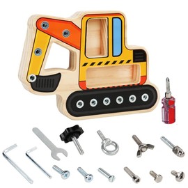 SKJJL Montessori Toy, Montessori Wooden Screw Board, Digger Children 2 Years, Montessori Toy from 2 Years, Wood Screws Children's Toy