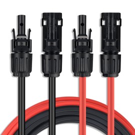SGANGCAR Solar Extension Cable One Pair(30 Feet 10AWG) Solar Panel Cable with Female and Male Connectors(30FT Red + 30FT Black)